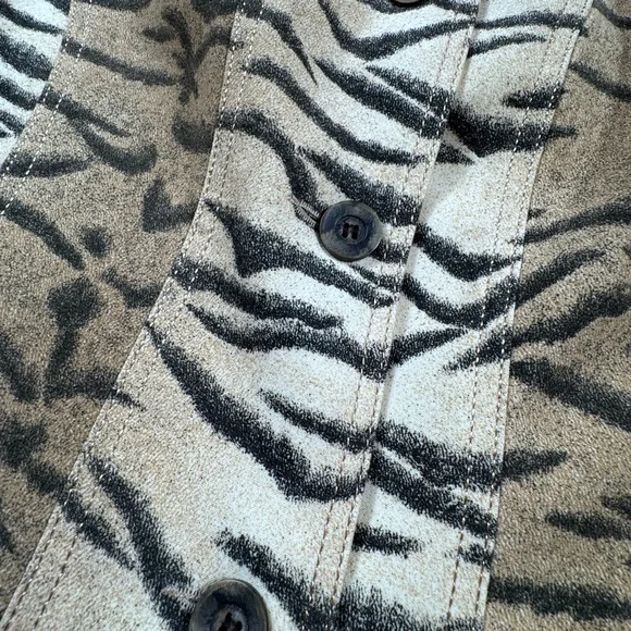 Alberto Makali Sport Caché Vintage Tiger Print Faux Suede Jacket Size 8 - Picture 2 of 7